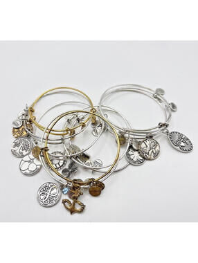 Alex and Ani Expandable Adjustable Wire Bracelet Charms 10 pc Gold Silver Tone